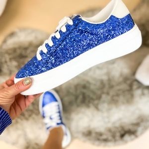 HEY GIRL by CORKYS Electric Blue Rhinestone tennies